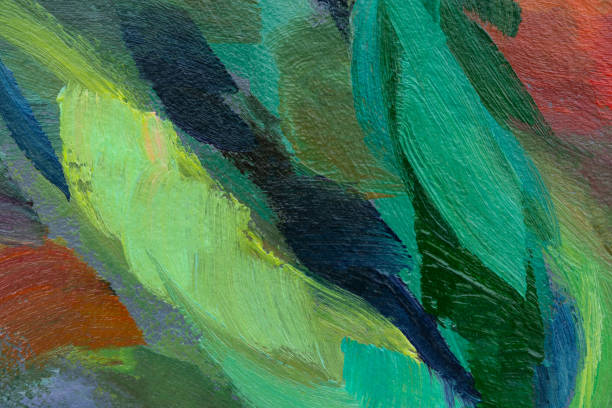 sfondo astratto di olio verde - abstract oil painting paintings red foto e immagini stock