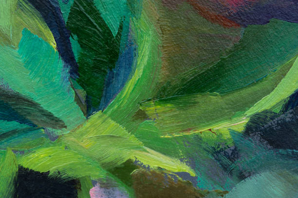 zielone tło abstrakcji olejowej - malarstwo olejne zdjęcia i obrazy z banku zdjęć