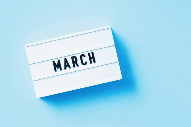 istock March Reads On White Lightbox Sitting Over Blue Background 1356321331
