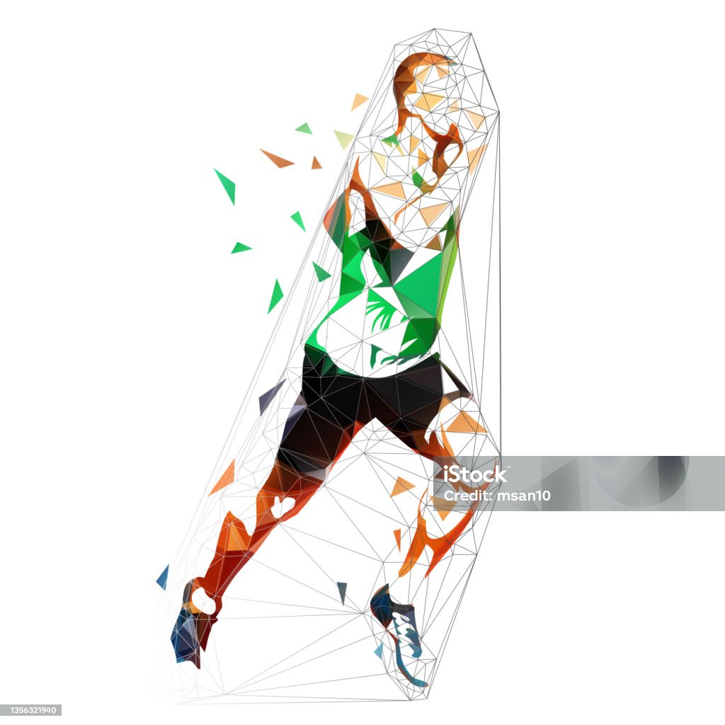 Runner Vector Abstract Vector Runner Abstract Geometric Running Man Illustration Side View Low ...