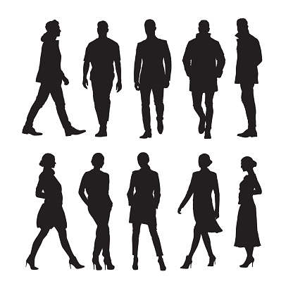Business people, group of men and women isolated vector silhouettes
