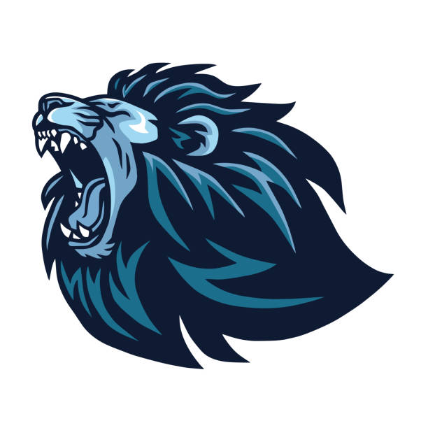 lion head ryczące logo vector maskotka sportowa - roaring stock illustrations