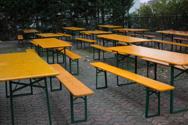 istock texture of empty tables and benches for picnics and empty country parties 1356323631
