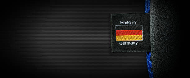istock Label with German Flag and text Made in Germany on Black Background 1356327482