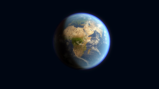 Planet Earth shines in space 3d render