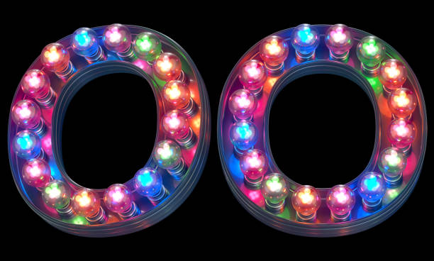 Colorful lamp font. Letter O stock photo
