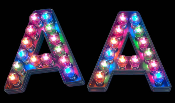 Colorful lamp font. Letter A stock photo