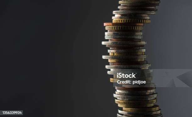 Stack Of Coins Studio Shot Stock Photo - Download Image Now - Inflation - Economics, Currency, Concepts
