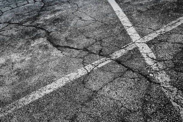 Empty car parking space with white lines. stock photo