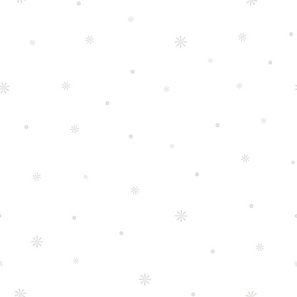 Snow-white snowflakes are falling from the sky. Snowfall. Seamless vector pattern. Fluffy white balls and intricate snowflakes. An endlessly repeating ornament. Isolated colorless background. Winter ornament. Idea for packaging, cover, wallpaper, web design. Fragile crystals of bizarre shape.