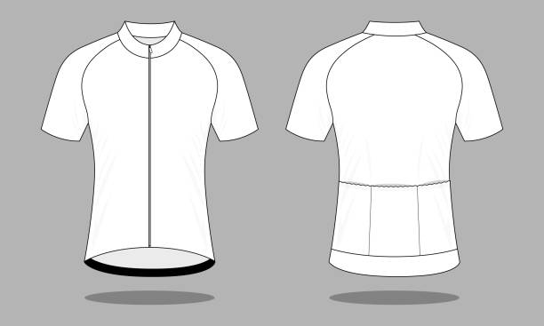 blank white bike shirt template vektor auf grauem hintergrund - t shirt template shirt clothing stock-grafiken, -clipart, -cartoons und -symbole
