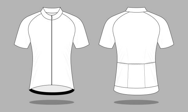 illustrazioni stock, clip art, cartoni animati e icone di tendenza di modello di camicia da bici bianca vuota vettoriale su sfondo grigio - t shirt template shirt clothing