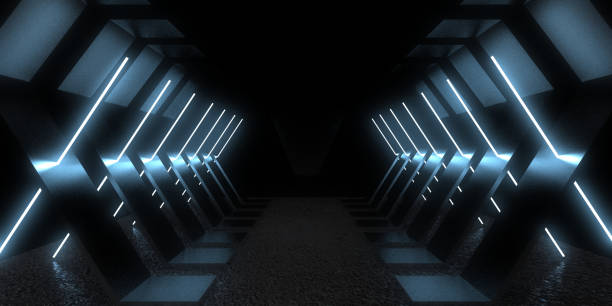istock 3D abstract background with neon lights. neon tunnel  .space construction . .3d illustration 1356361099