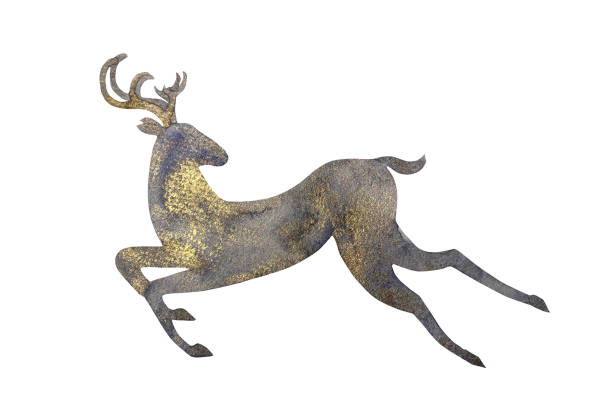 istock silhouette of a deer painted in gold paint on a white background 1356363434