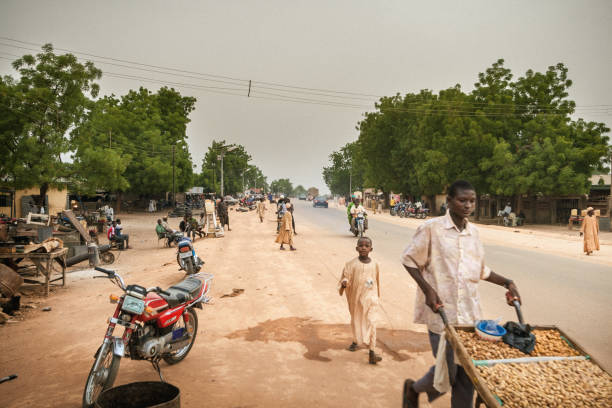 High street Bajoga, Gombe state, Nigeria stock photo
