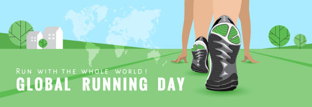 ilustraciones, imágenes clip art, dibujos animados e iconos de stock de banner del día mundial del running - prepared sole