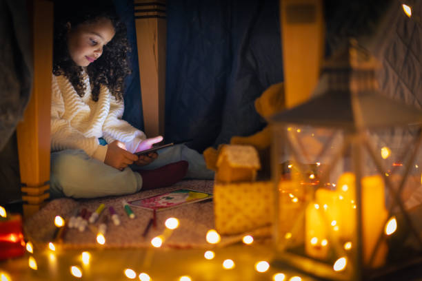 istock Girl having Christmas video call 1356364816