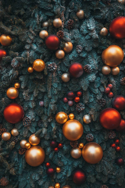Decorated Christmas tree with balls