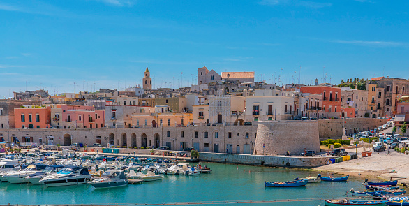 Panoramic view of seafront Bisceglie in Puglia.