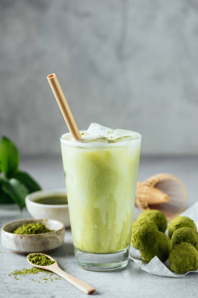 istock Matcha ice latte healthy vegan drink 1356368003