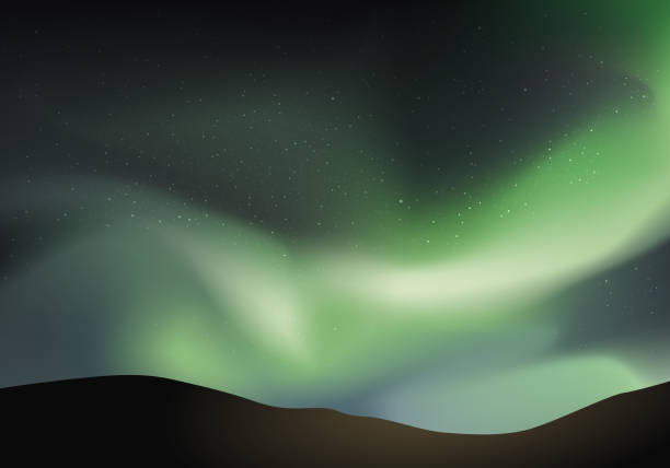 il fenomeno atmosferico naturale dell'aurora boreale. - double refraction foto e immagini stock