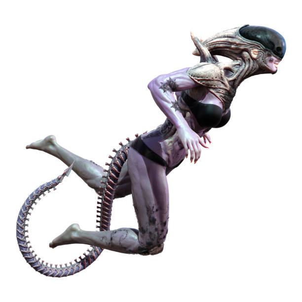 3D rendering of a female alien isolated on white background