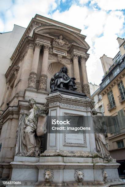 Scenic Baroque Fountain St Michel In Paris Stock Photo - Download Image Now - Archangel, Architecture, Art