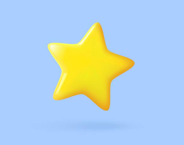 мультфильм счастливая звезда i - three dimensional yellow three dimensional shape luck stock illustrations