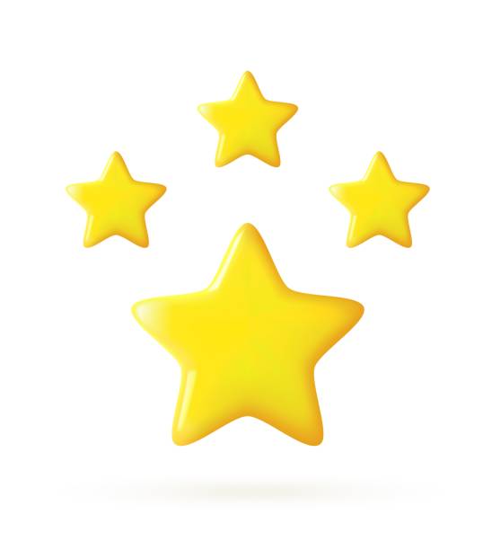 istock 3D Rating stars icon for review product. 1356370969