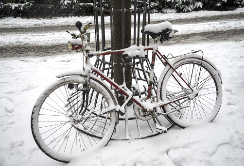 cityscape - big bike in the snow
