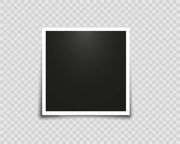 istock Retro realistic blank instant photo card with shadow effect white border isolated on transparent background. Polaroid photo frame. Template photo design 1356376041