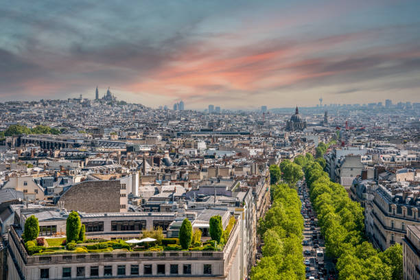 istock Panoramic View from Arc de Triomphe Notheast to Sacre Coeur Church, Paris 1356377315