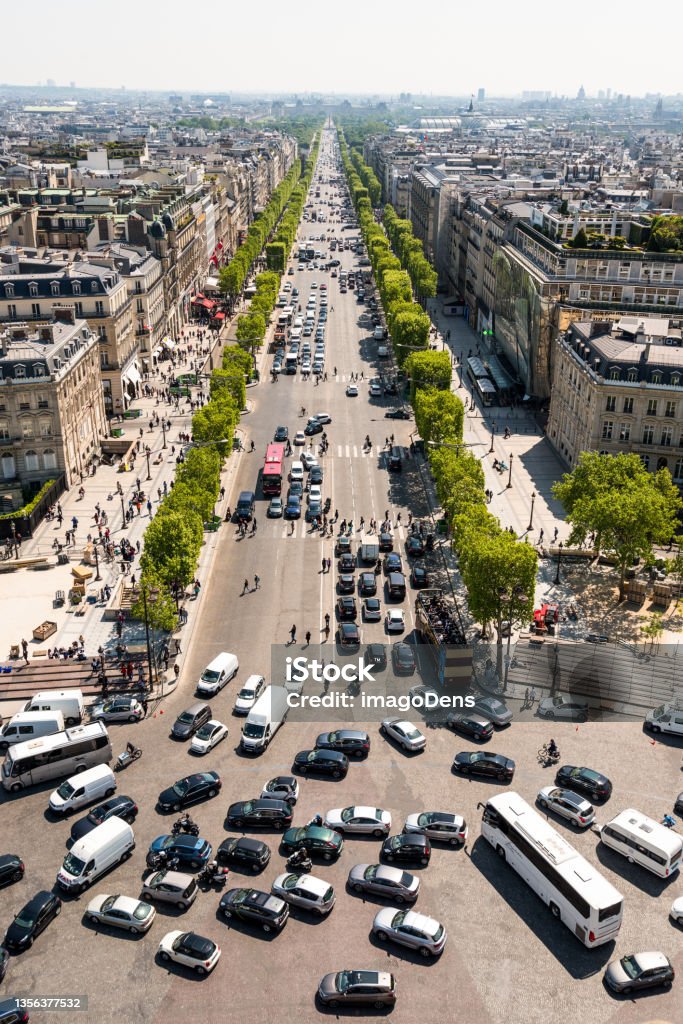 Traffic at the Place Charles de Gaulle in Paris Traffic at the Place Charles de Gaulle in Paris, France Traffic Stock Photo