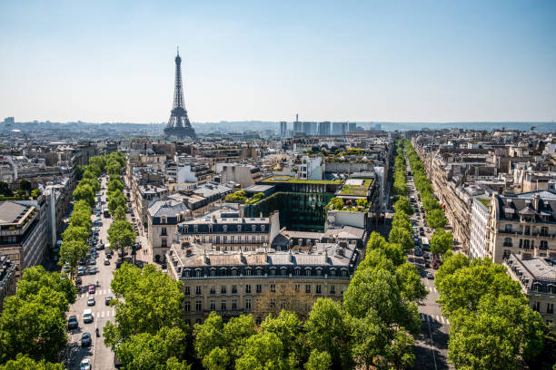 istock Panoramic View from Arc de Triomphe South to Tour Eiffel, Paris 1356378224