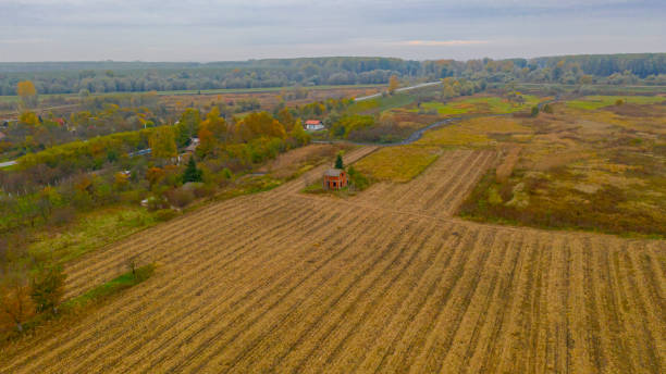 istock Aerial view over cultivated plots 1356379683