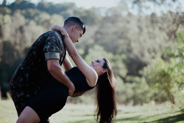 istock Soldier and his bride. 1356380534