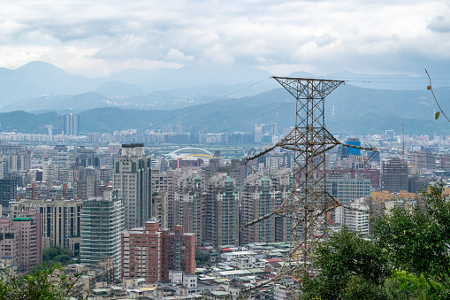 Aerial View of Taipei Skyline and Residential Neighborhoods - Taipei, Taiwan