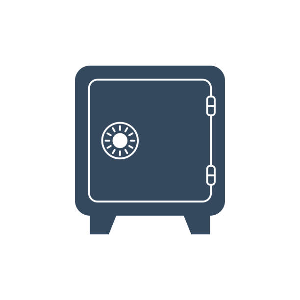 ilustrações de stock, clip art, desenhos animados e ícones de closed deposit safe box with digital lock, flat vector icon - lock currency security combination lock