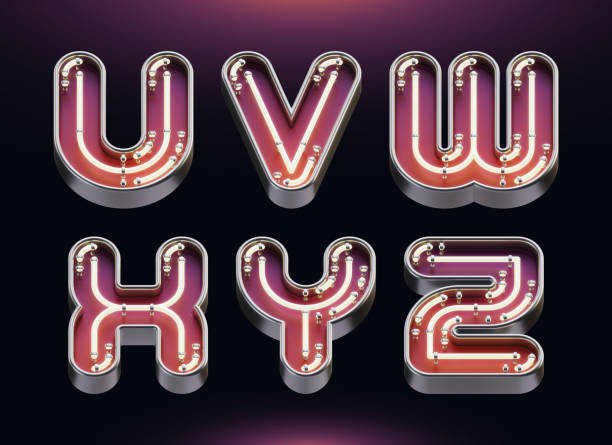 istock 3d render of metal letters with glowing neon effect 1356381653