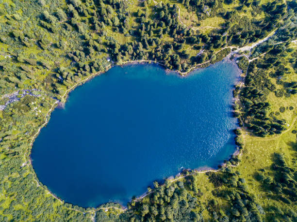 istock Drone view on lake Scheibelsee at Hauseck in Styria, Austria 1356384368