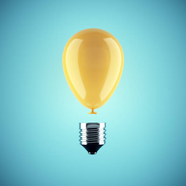 istock Yellow balloon as a lightbulb.  Creativity , ideas  , innovation. This is a 3d render illustration 1356384422