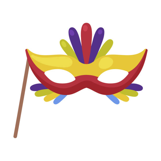 istock Pole or Stick with Venetian Mask as Party Birthday Photo Booth Prop Vector Illustration 1356385861