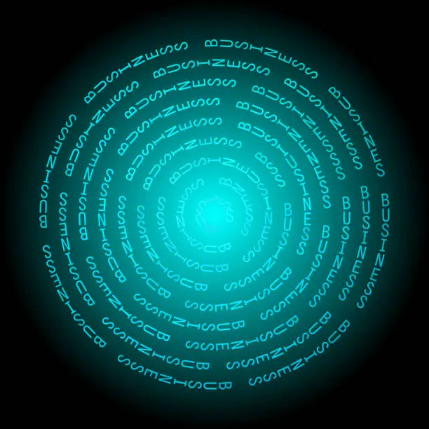 Vector illustration of Blue-green light for word business, in orbits