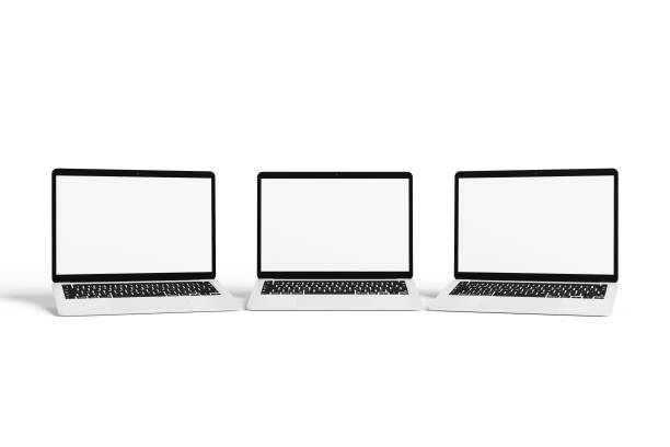 istock Minimalist laptop screen mockup with pastel color background 1356389080