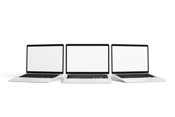 istock Minimalist laptop screen mockup with pastel color background 1356389081