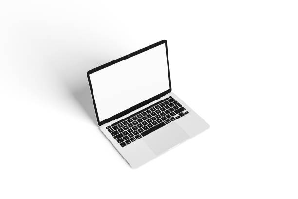 istock Minimalist laptop screen mockup with pastel color background 1356389082