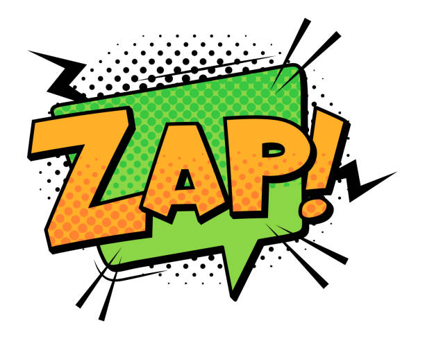 illustrazioni stock, clip art, cartoni animati e icone di tendenza di zap word speech cloud per la rivista di fumetti - fare zapping