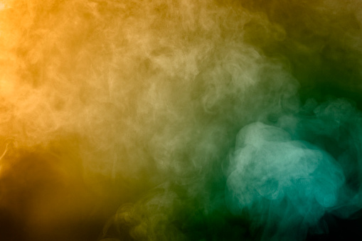 Abstract Steam Pattern Background. Nebulous Effect With Blue And Orange Colours.