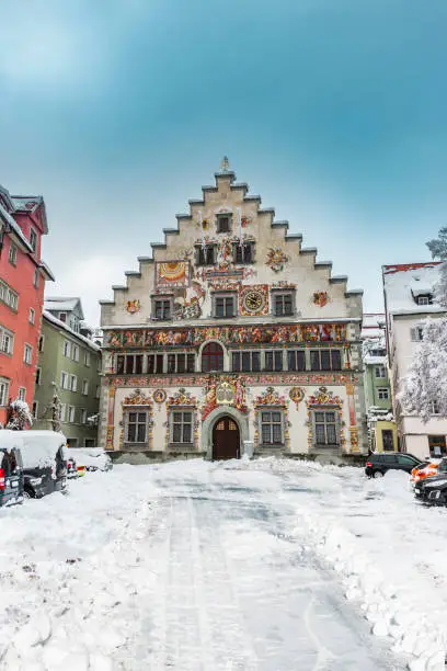 Old Town Hall of Lindau Lake Constance in winter