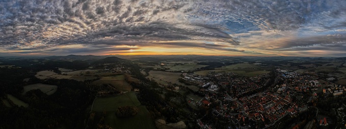Panorama 360 city nature view of Czech Republic village